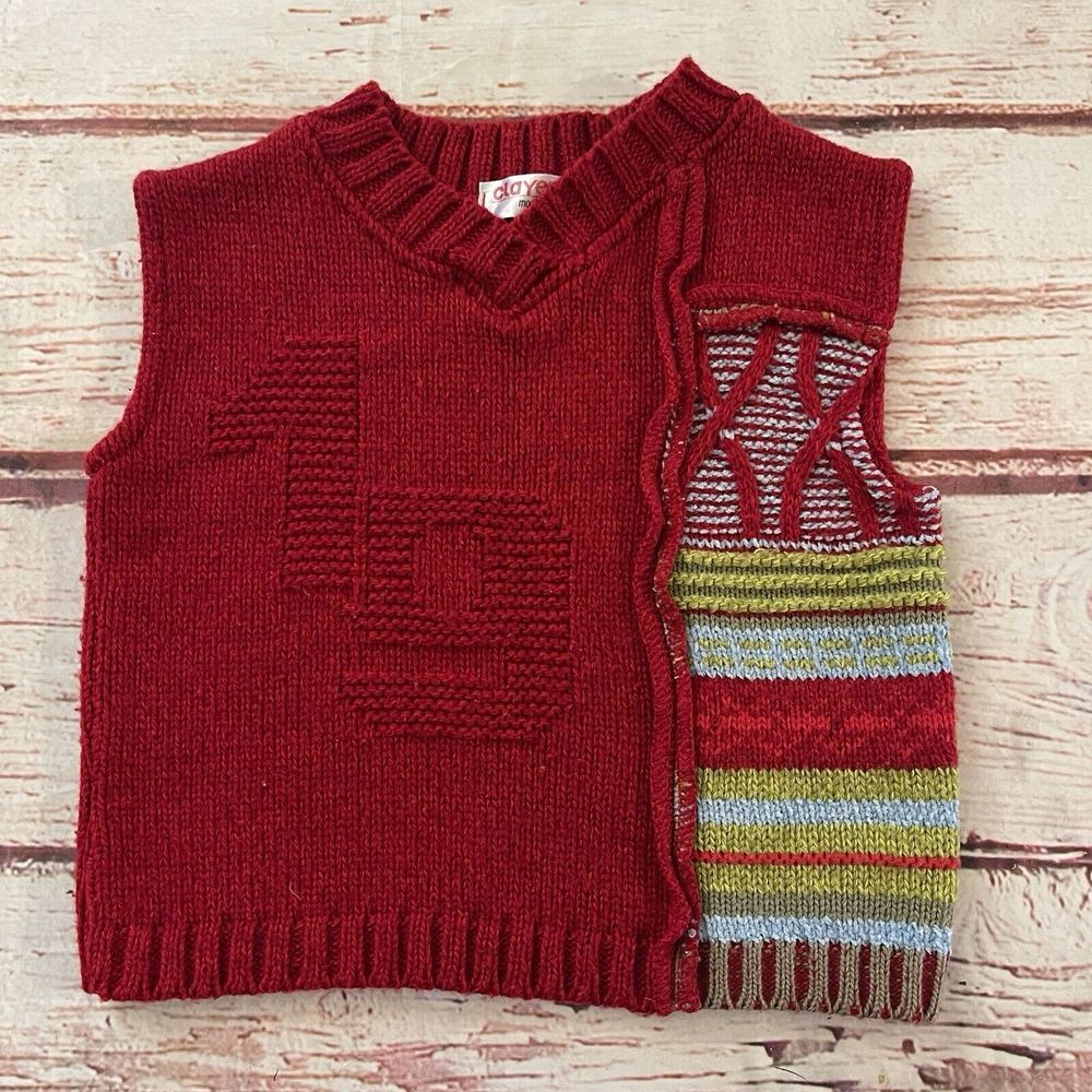 Clayeux Knit Sweater Vest Size 3 Red‎ Made In France